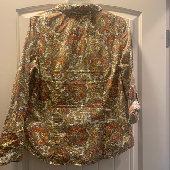Talbots green/coral paisley blouse size 12 - Picture 5 of 7